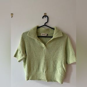 Beklina Boucle Knit Polo, Size S/M, Green